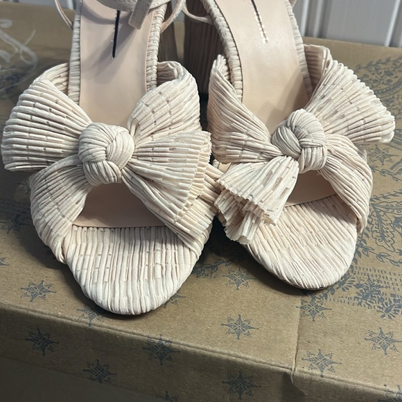 Loeffler Randall Camellia Pleated Knot Heeled Sandal Heel 8 NEW - Picture 9 of 12
